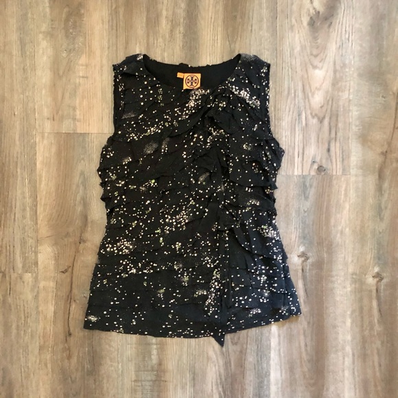 Tory Burch Black Silk Ruffle Top - Picture 2 of 10